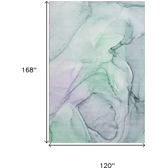 Blue And Green Abstract Washable Area Rug With UV Protection Photo 3