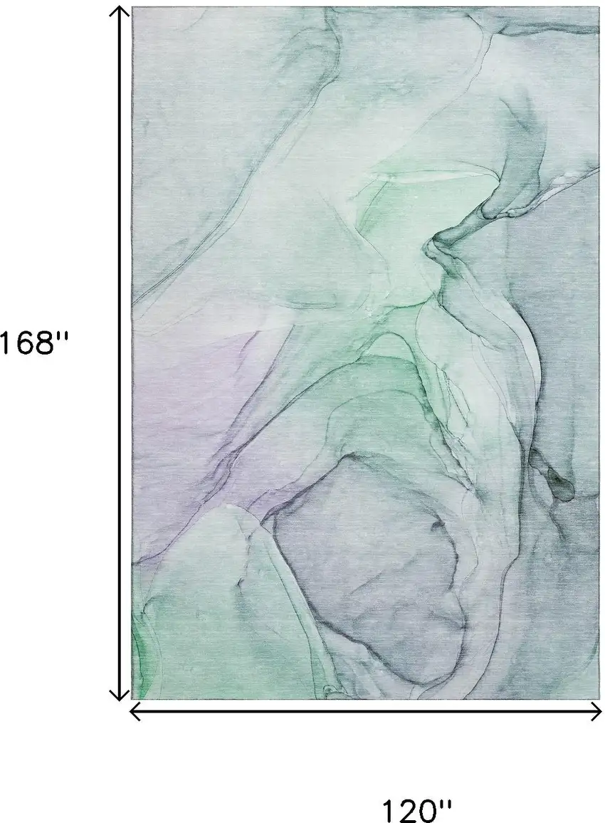 Blue And Green Abstract Washable Area Rug With UV Protection Photo 3