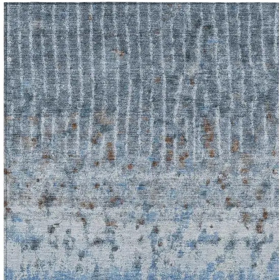 Blue And Green Abstract Washable Indoor Outdoor Area Rug Photo 2