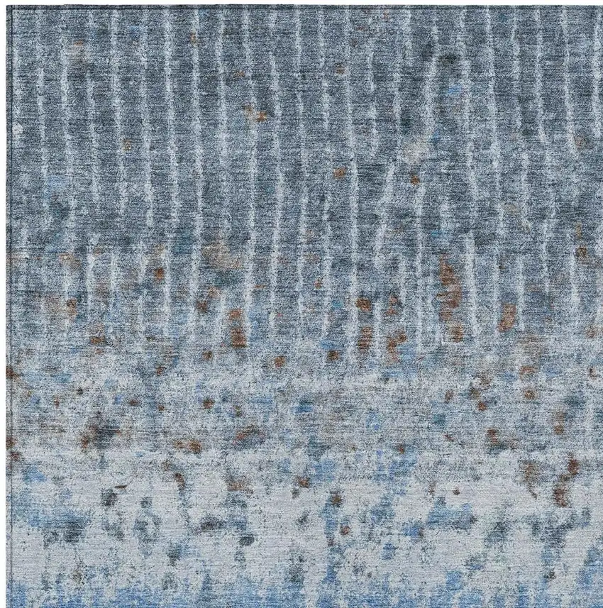 Blue And Green Abstract Washable Indoor Outdoor Area Rug Photo 2