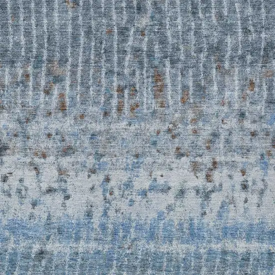 Blue And Green Abstract Washable Indoor Outdoor Area Rug Photo 2