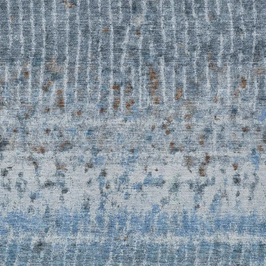 Blue And Green Abstract Washable Indoor Outdoor Area Rug Photo 2