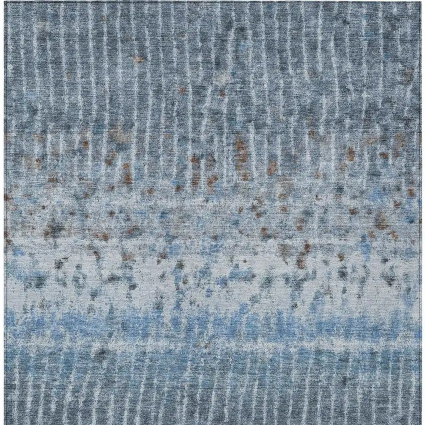 Blue And Green Abstract Washable Indoor Outdoor Area Rug Photo 3