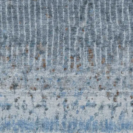 Blue And Green Abstract Washable Indoor Outdoor Area Rug Photo 2