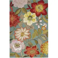 Photo of Blue And Green Floral Hand Hooked Handmade Area Rug