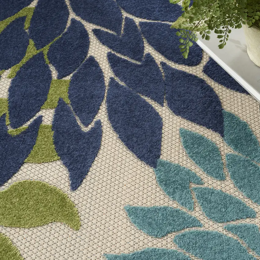 Blue And Green Indoor Outdoor Area Rug Photo 9
