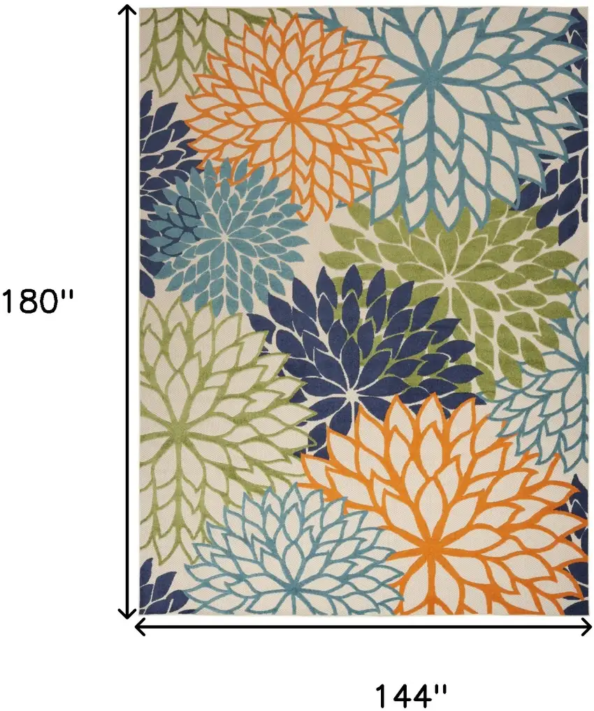 Blue And Green Floral Power Loom Area Rug Photo 9
