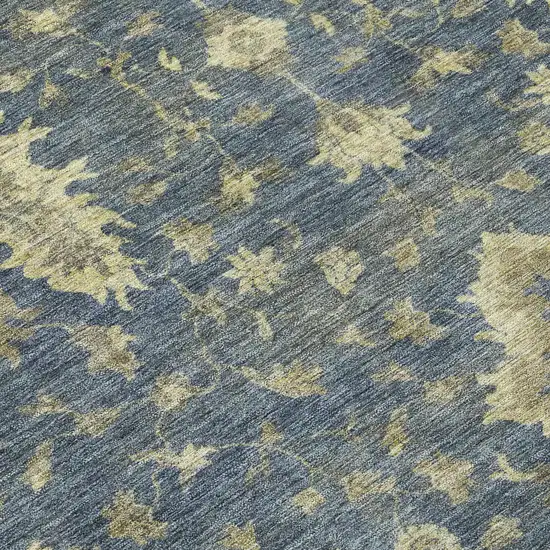 Blue And Green Floral Washable Indoor Outdoor Area Rug Photo 8