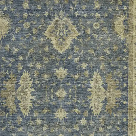 Blue And Green Floral Washable Indoor Outdoor Area Rug Photo 6