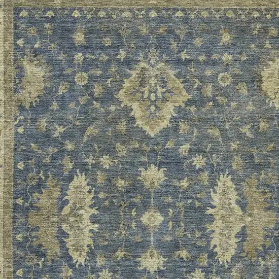 Blue And Green Floral Washable Indoor Outdoor Area Rug Photo 6