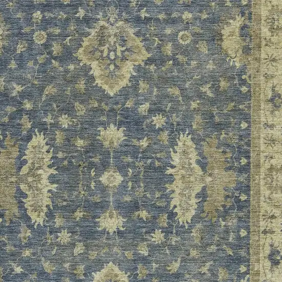 Blue And Green Floral Washable Indoor Outdoor Area Rug Photo 4