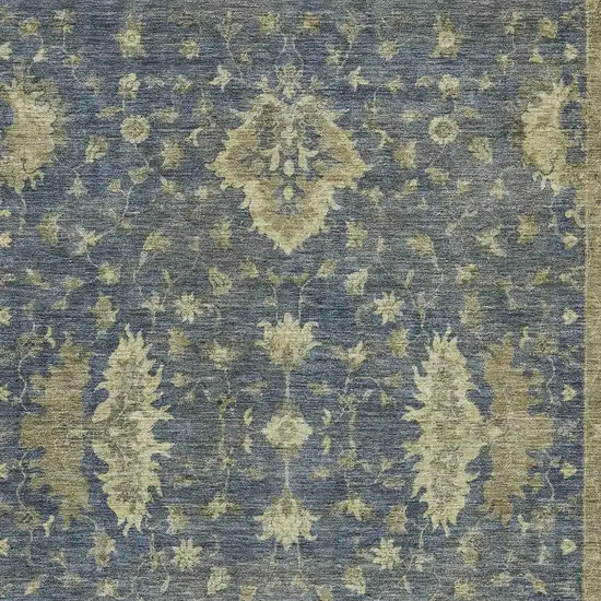 Blue And Green Floral Washable Indoor Outdoor Area Rug Photo 3