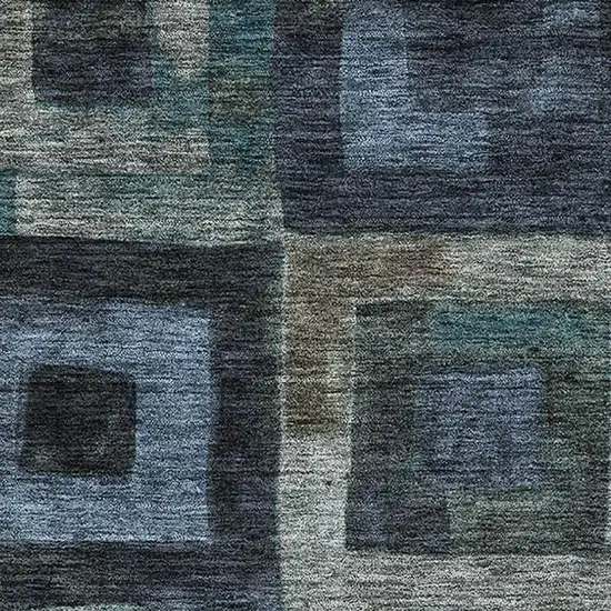 Blue And Green Geometric Washable Area Rug With UV Protection Photo 2