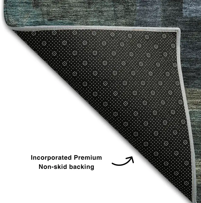 Blue And Green Geometric Washable Area Rug With UV Protection Photo 7