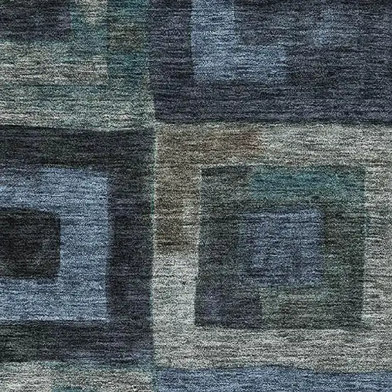 Blue And Green Geometric Washable Area Rug With UV Protection Photo 2