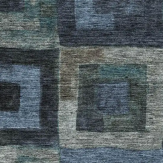 Blue And Green Geometric Washable Area Rug With UV Protection Photo 2