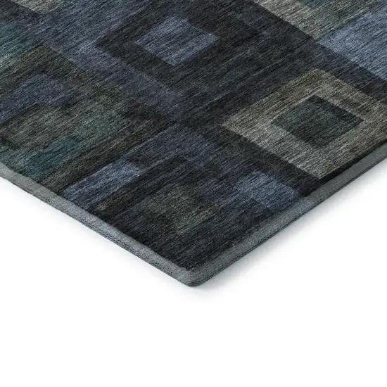 Blue And Green Geometric Washable Area Rug With UV Protection Photo 7