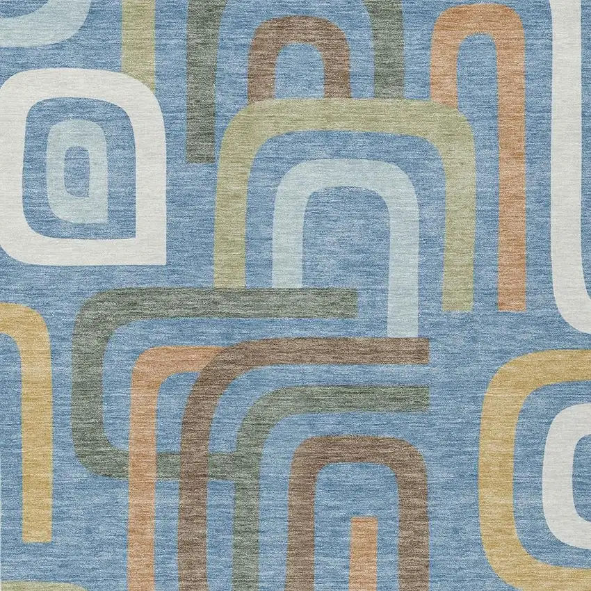 Blue And Green Geometric Washable Indoor Outdoor Area Rug Photo 3