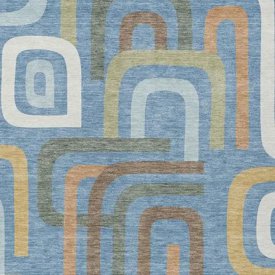 Blue And Green Geometric Washable Indoor Outdoor Area Rug Photo 3
