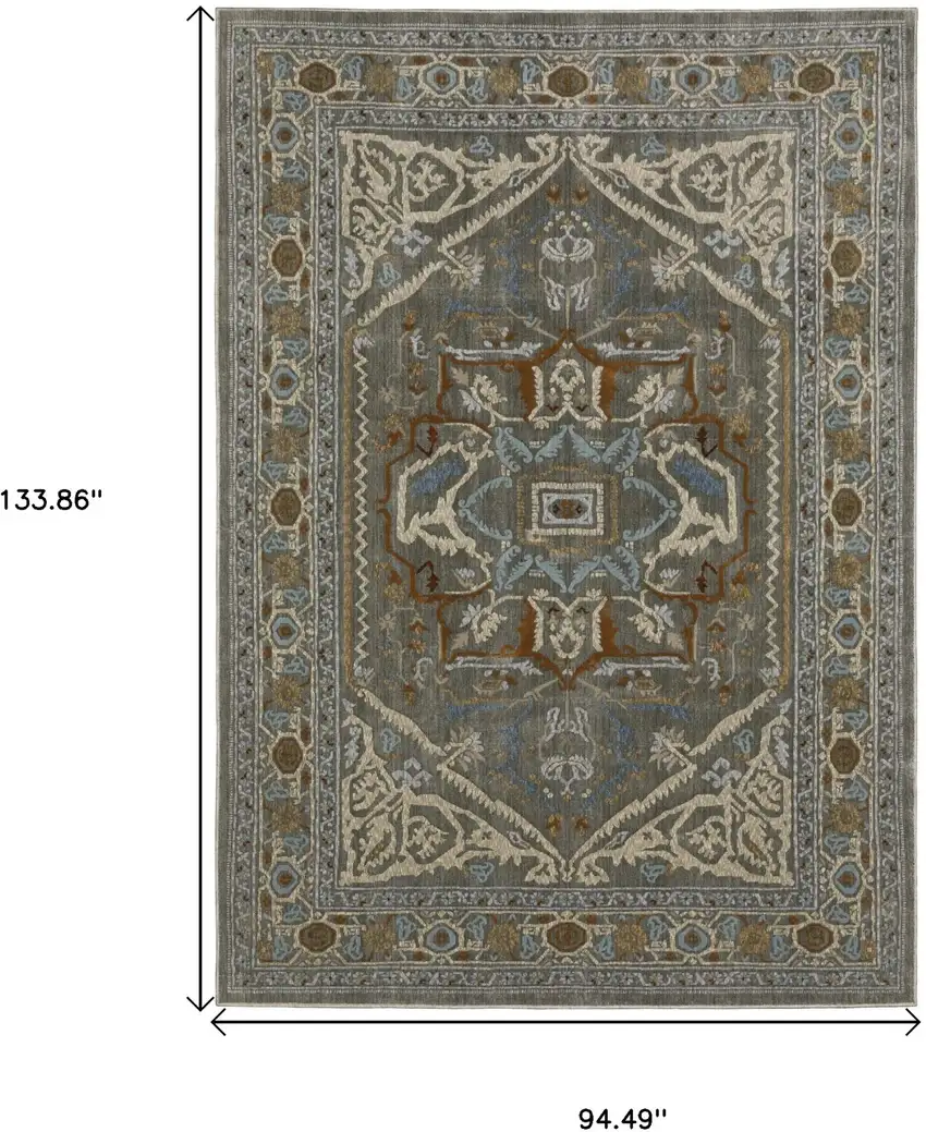 Blue And Green Medallion Area Rug Photo 3