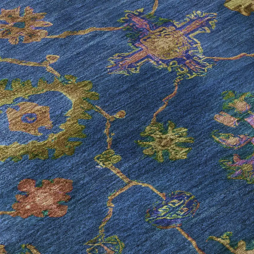 Blue And Green Oriental Washable Area Rug With UV Protection Photo 7