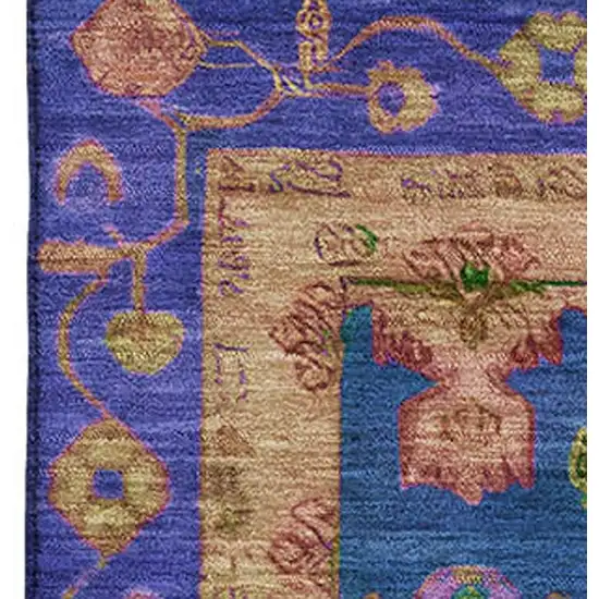 Blue And Green Oriental Washable Area Rug With UV Protection Photo 3