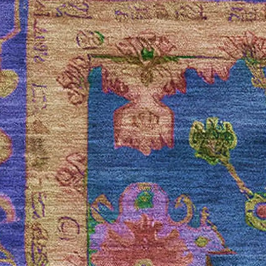 Blue And Green Oriental Washable Area Rug With UV Protection Photo 3