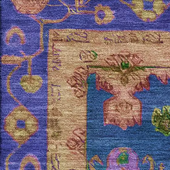 Blue And Green Oriental Washable Area Rug With UV Protection Photo 3