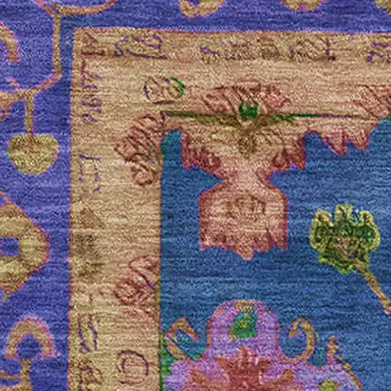 Blue And Green Oriental Washable Area Rug With UV Protection Photo 3