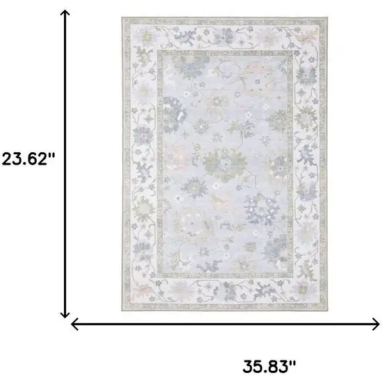 Blue And Green Oriental Washable Area Rug Photo 9