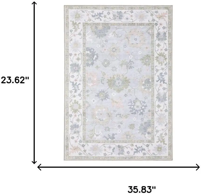Blue And Green Oriental Washable Area Rug Photo 9