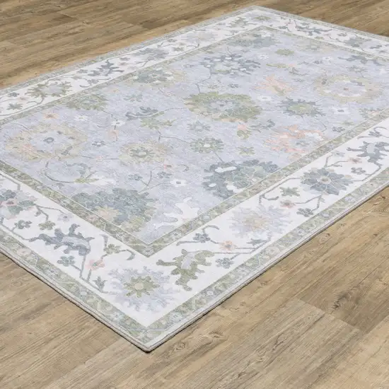 Blue And Green Oriental Washable Area Rug Photo 6