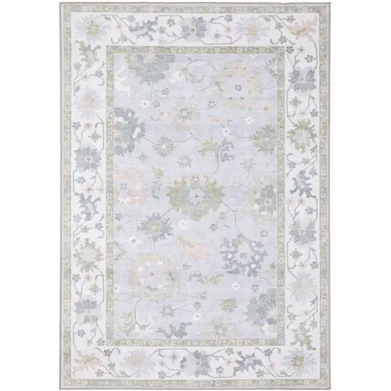 Blue And Green Oriental Washable Area Rug Photo 2