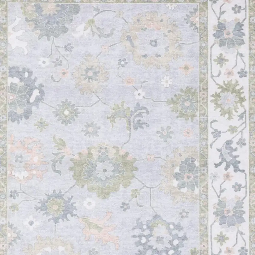 Blue And Green Oriental Washable Area Rug Photo 3