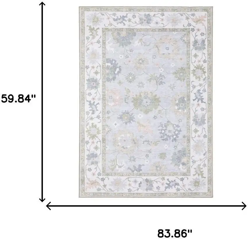Blue And Green Oriental Washable Area Rug Photo 9