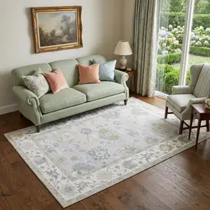 Photo of Blue And Green Oriental Washable Area Rug