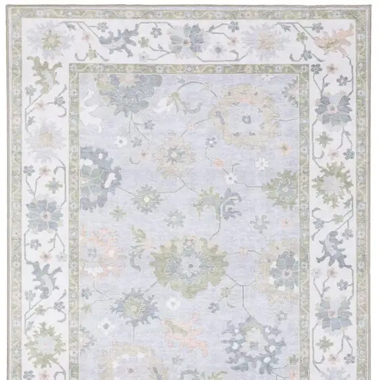 Blue And Green Oriental Washable Area Rug Photo 3