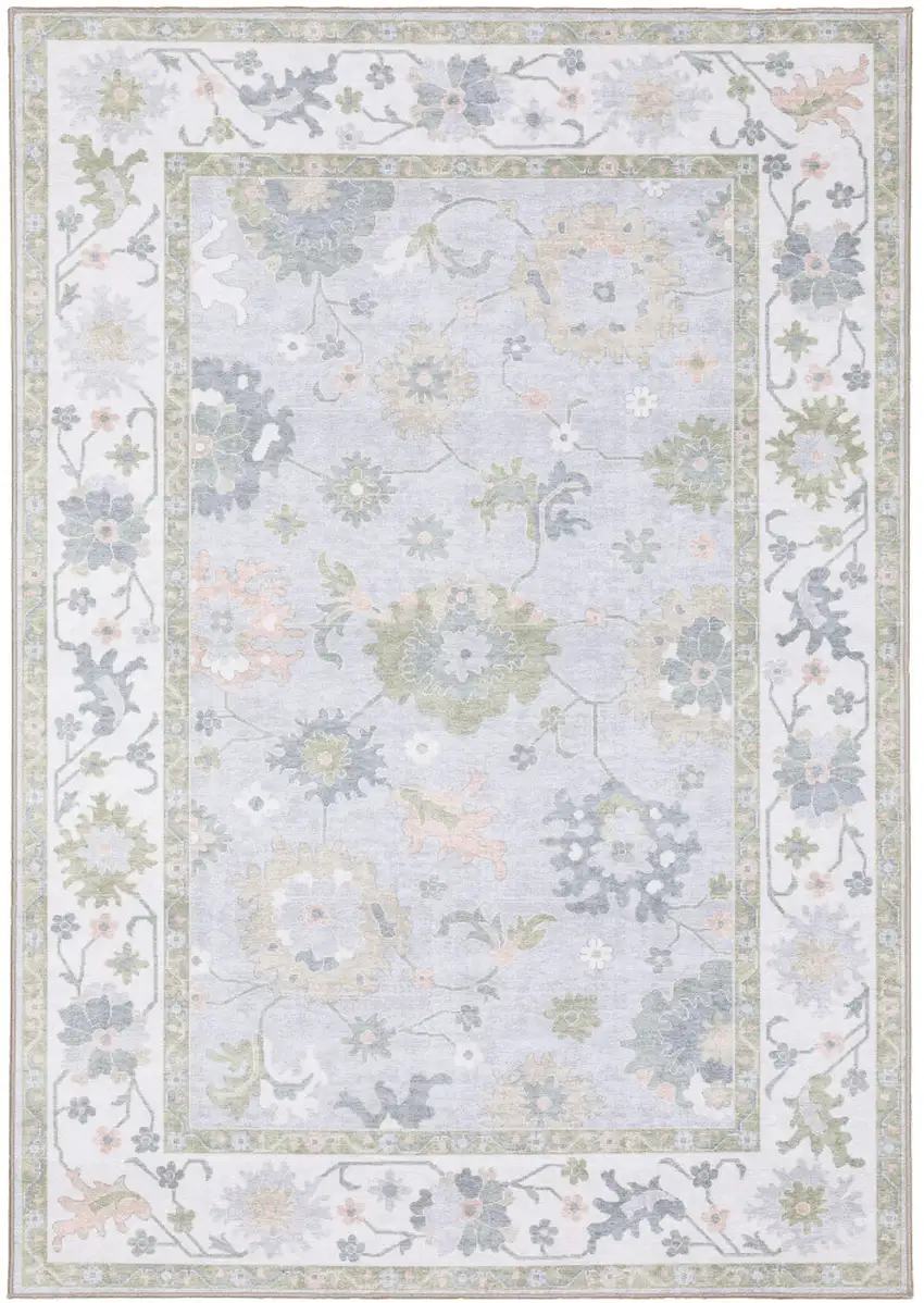 Blue And Green Oriental Washable Area Rug Photo 2