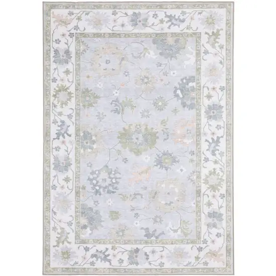 Blue And Green Oriental Washable Area Rug Photo 4
