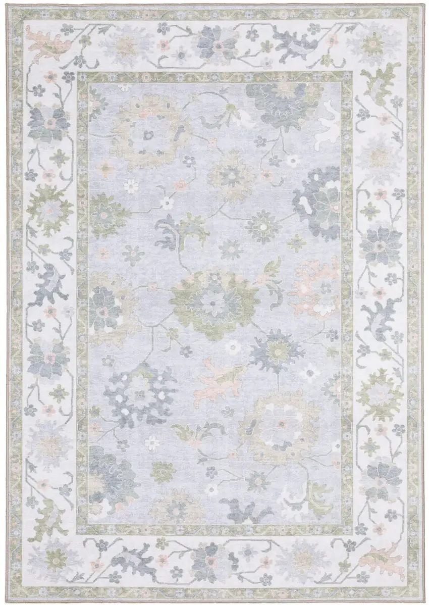Blue And Green Oriental Washable Area Rug Photo 4