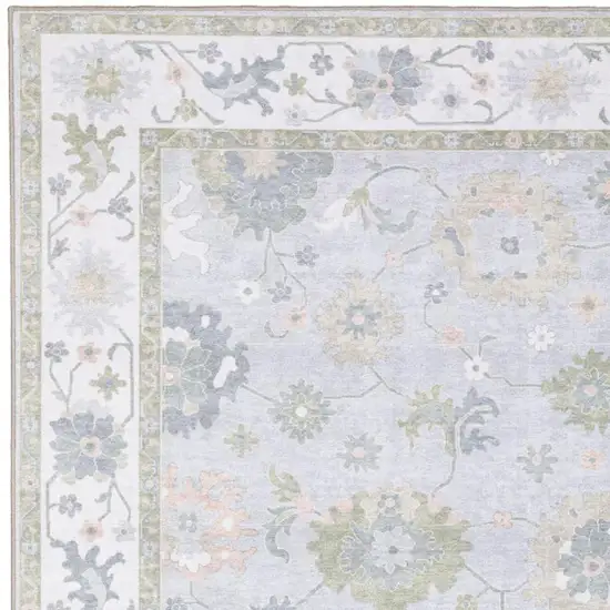Blue And Green Oriental Washable Area Rug Photo 3