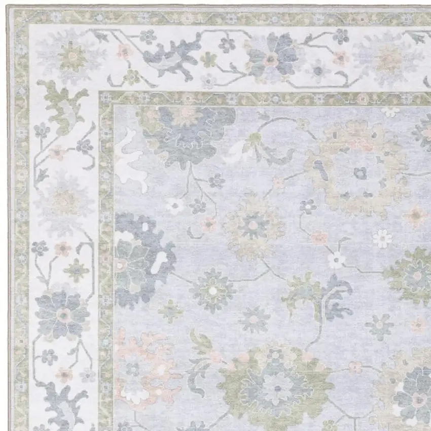 Blue And Green Oriental Washable Area Rug Photo 3