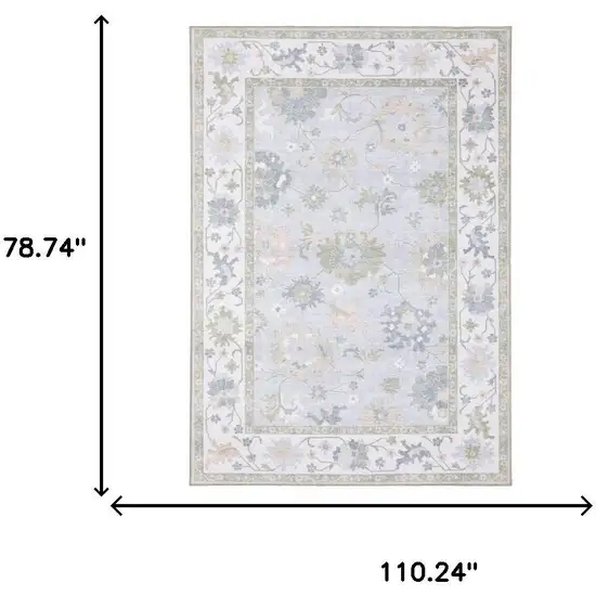 Blue And Green Oriental Washable Area Rug Photo 9