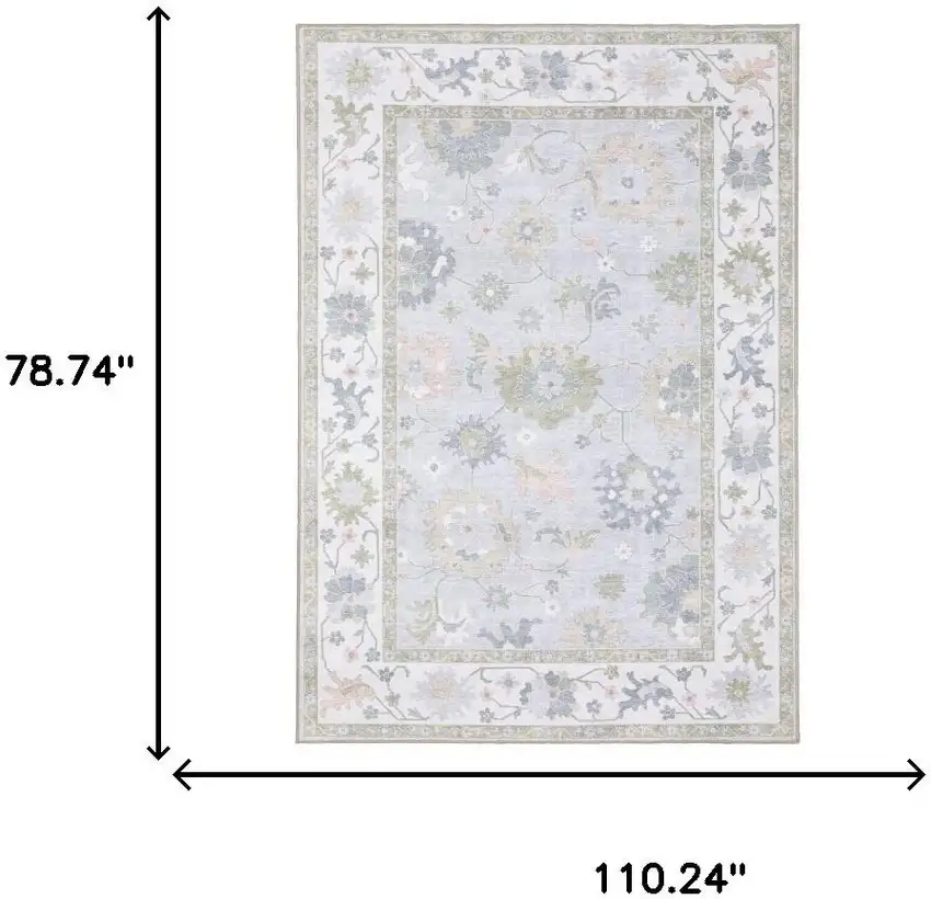 Blue And Green Oriental Washable Area Rug Photo 9