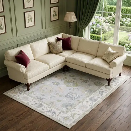 Blue And Green Oriental Washable Area Rug Photo 1