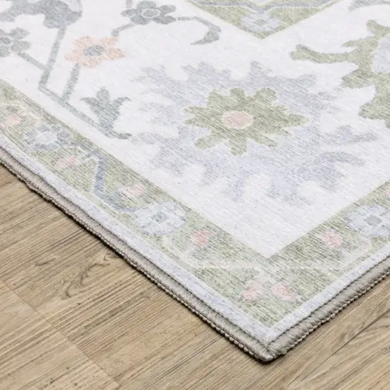 Blue And Green Oriental Washable Area Rug Photo 5