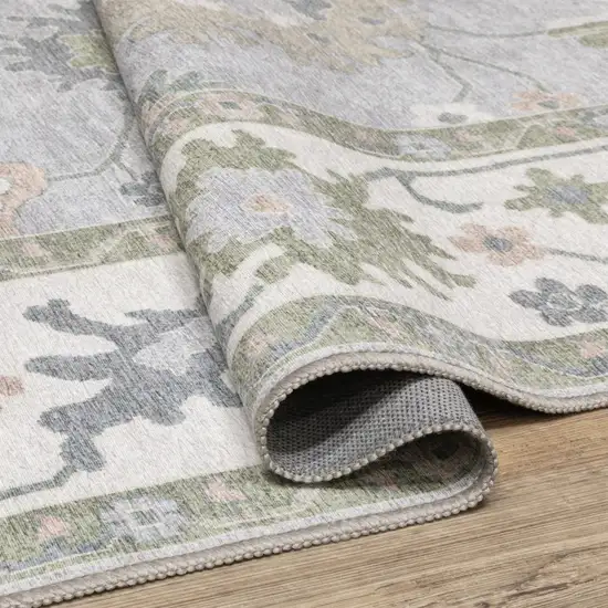 Blue And Green Oriental Washable Area Rug Photo 8