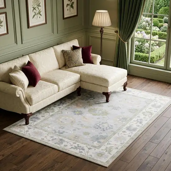 Blue And Green Oriental Washable Area Rug Photo 1