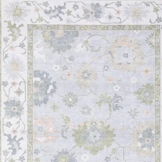 Blue And Green Oriental Washable Area Rug Photo 3