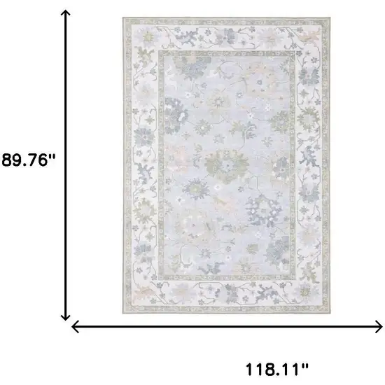 Blue And Green Oriental Washable Area Rug Photo 9